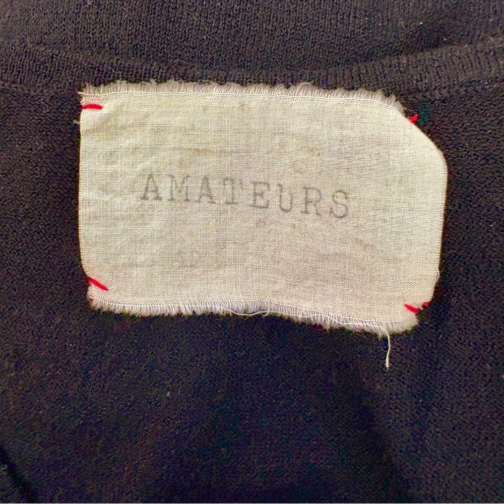 New Amateurs Black Long Sleeve V-neck Cashmere Dress - Picture 7 of 10